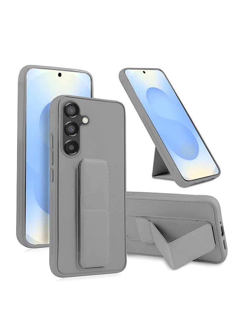 Wtech Samsung Galaxy S25 Plus / S25+ 2025 Hand Grip Foldable Magnetic Kickstand Wrist Strap Finger Grip With Built-In Iron Case Cover - Grey - Image 1