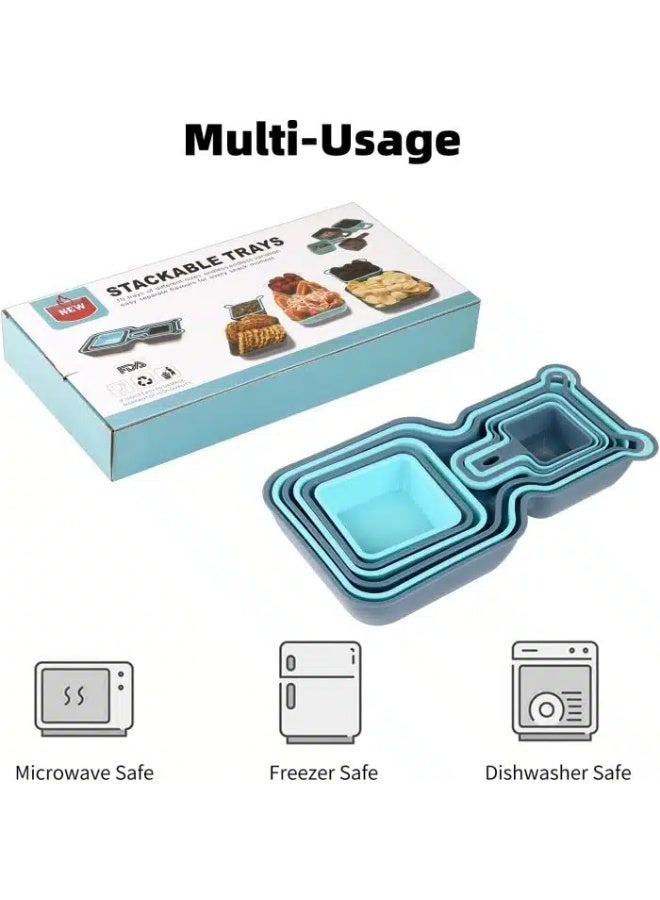 Premium Plastic Stackable Trays Platters for Fruit Vegatables Snacks Dessert Picnic Kids - Image 2