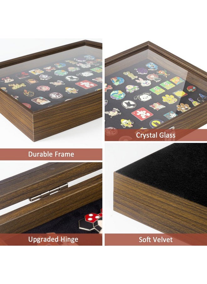 tutata tutata Pin Display Case, 14" X 9.5" Shadow Box Frame for Disney Pins, Pin Collection Holder, Pin Board, Brown  - Image 5