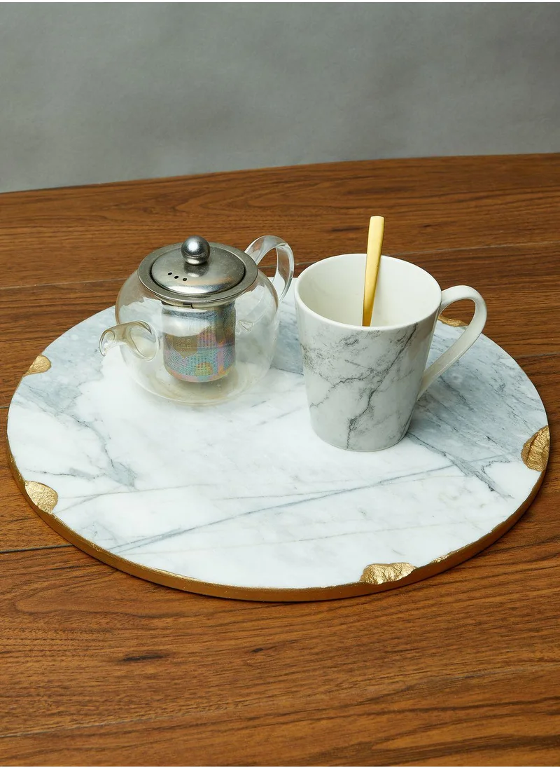 Aish Marble Platter With Gold Rim