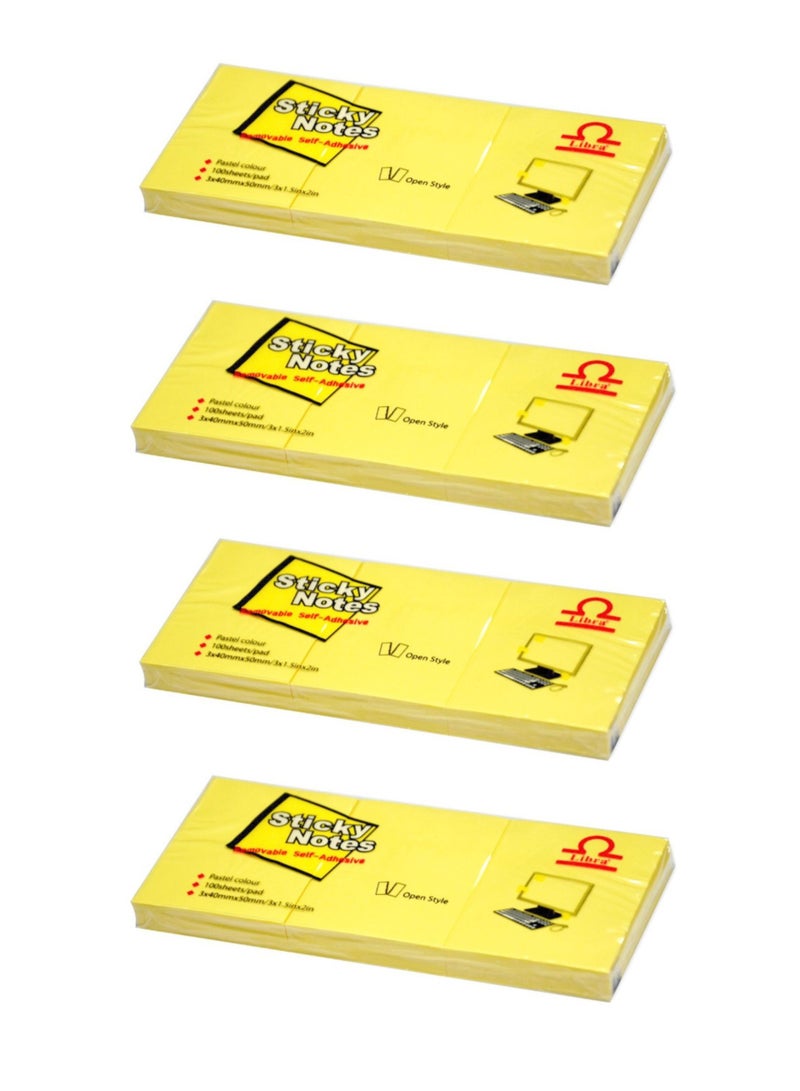 Libra Sticky Note Pastel Yellow 1.5×2 inch, 4pads/bag  - Image 1