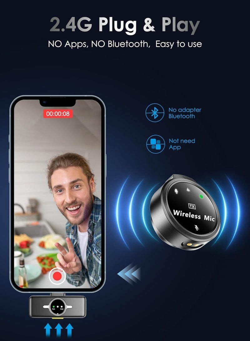 YUNSYE M9 Wireless Lavalier Microphone for iPhone/Android/Camera/PC/Laptop with Lightning/USB-C/Plug, 48KHz 24Bit, 1000ft Range, Noise Cancellation, 30H Battery for Video Recording, Streaming  - Image 3