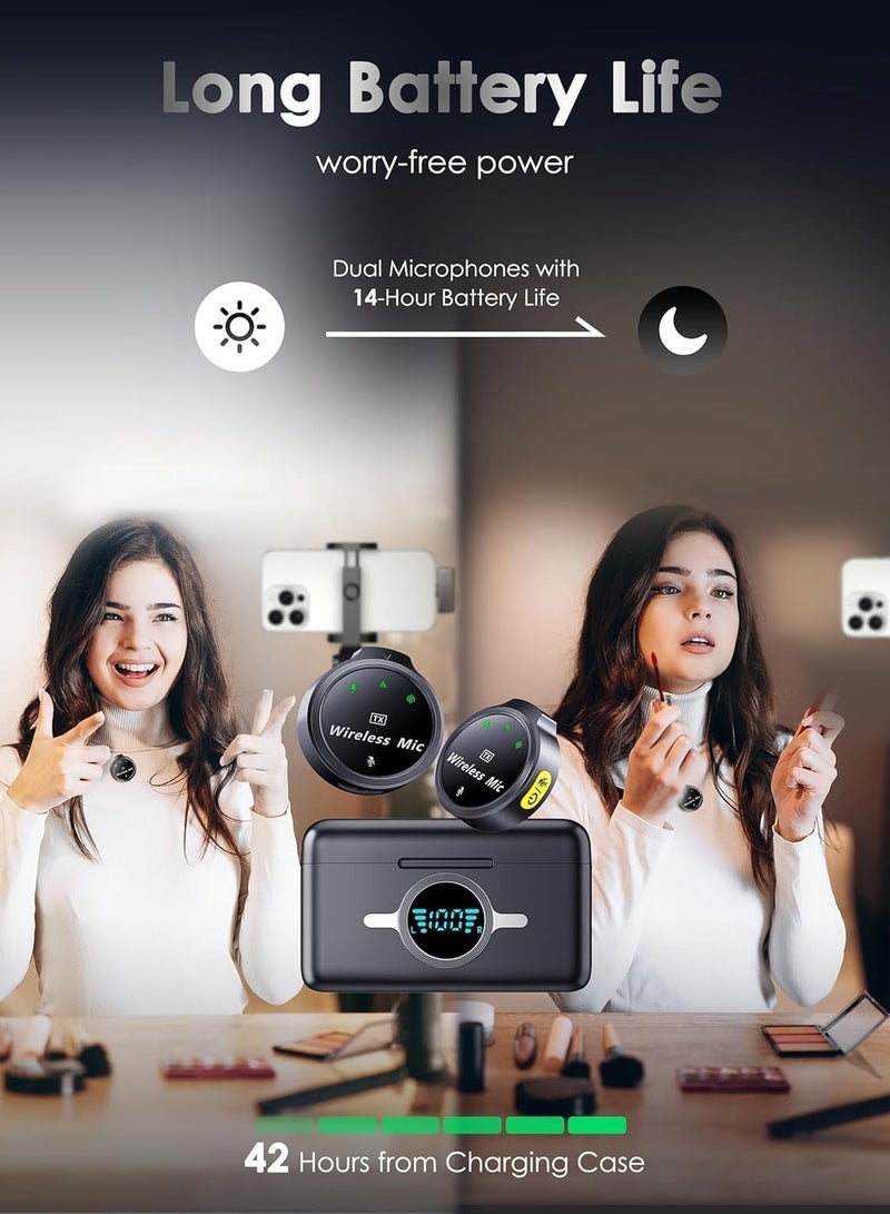 YUNSYE M9 Wireless Lavalier Microphone for iPhone/Android/Camera/PC/Laptop with Lightning/USB-C/Plug, 48KHz 24Bit, 1000ft Range, Noise Cancellation, 30H Battery for Video Recording, Streaming  - Image 4