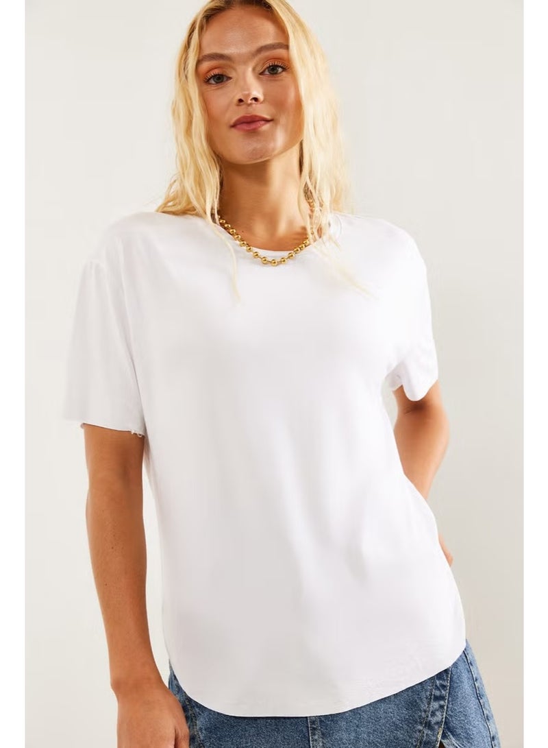 Shade Women's Crew Neck Short Sleeve Oval Cut Basic T-Shirt - Image 1