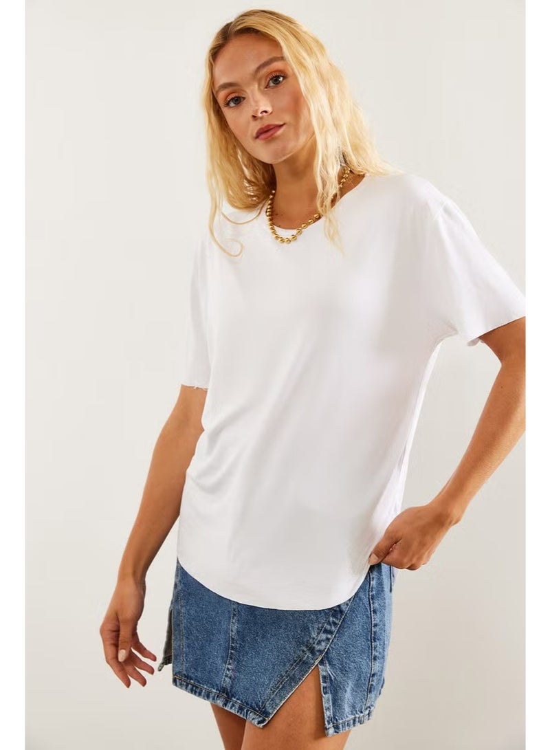 Shade Women's Crew Neck Short Sleeve Oval Cut Basic T-Shirt - Image 5