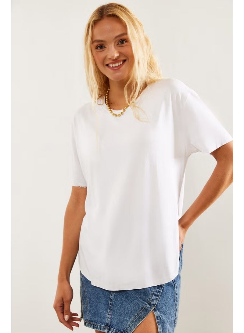 Shade Women's Crew Neck Short Sleeve Oval Cut Basic T-Shirt - Image 2