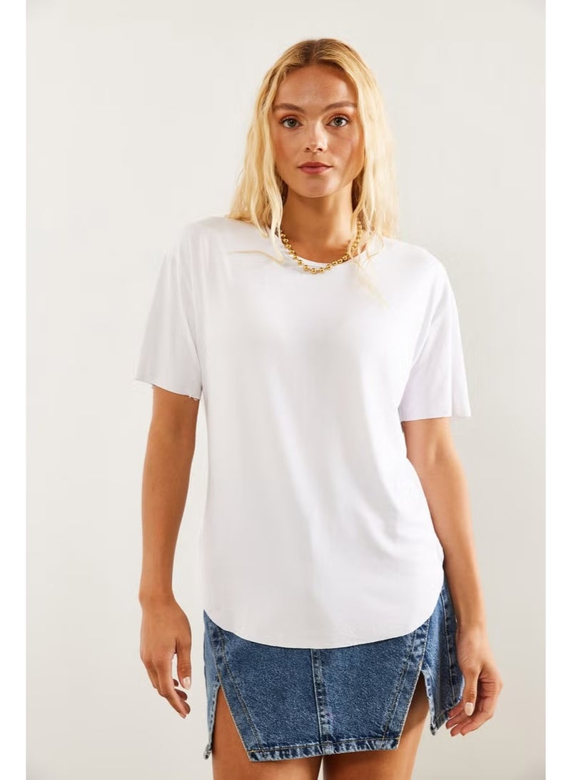 Shade Women's Crew Neck Short Sleeve Oval Cut Basic T-Shirt - Image 4