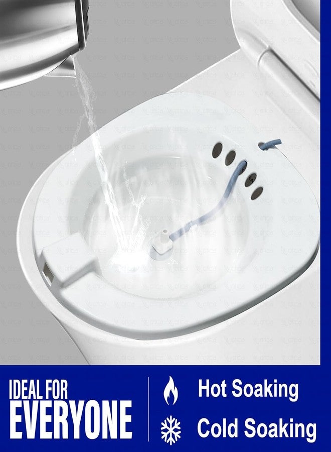SIMESTICH حوض استحمام سيتز من سيمستيك لعلاج البواسير والعناية بعد الولادة - طقم حوض استحمام مرحاض عريض مُطوّر للنساء والرجال، حوض أعمق لتخفيف آلام منطقة العجان، يناسب معظم المراحيض، تصميم قابل للطي وسهل الحمل - Image 4