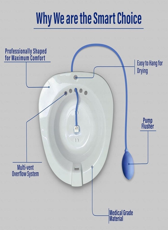 SIMESTICH حوض استحمام سيتز من سيمستيك لعلاج البواسير والعناية بعد الولادة - طقم حوض استحمام مرحاض عريض مُطوّر للنساء والرجال، حوض أعمق لتخفيف آلام منطقة العجان، يناسب معظم المراحيض، تصميم قابل للطي وسهل الحمل - Image 2