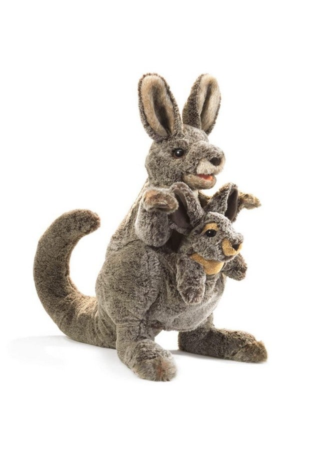 Folkmanis Kangaroo with Joey Hand Puppet, Brown - Image 1