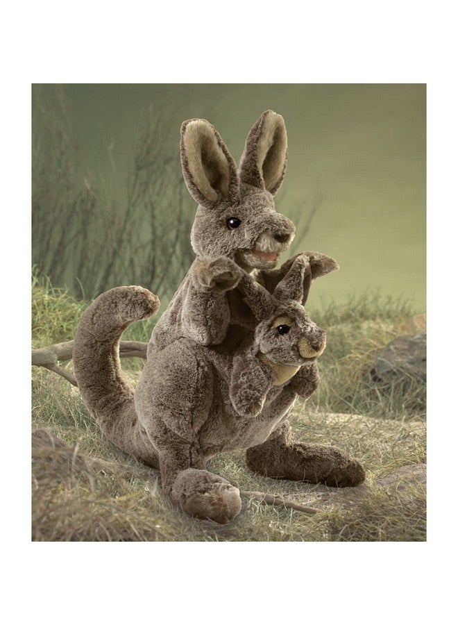 Folkmanis Kangaroo with Joey Hand Puppet, Brown - Image 2