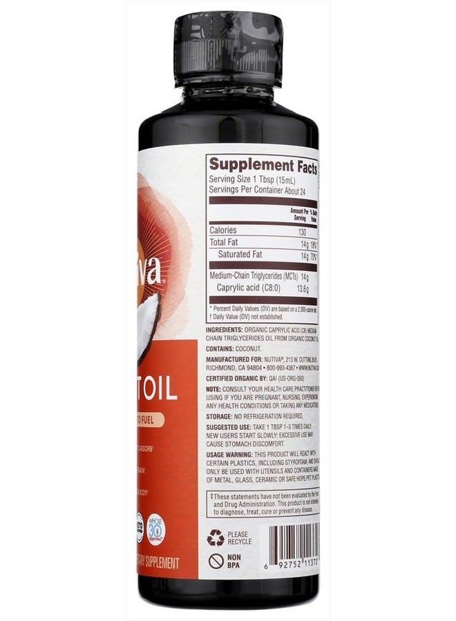 Nutiva زيت MCT C8 العضوي، وقود كيتو النهائي من جوز الهند غير المعدل وراثيًا، 14 جرام MCT 12 أونصة سائلة، عضوي من وزارة الزراعة الأمريكية، مناسب للحمية الغذائية 30، نباتي وخالي من الغلوتين، تعزيز الطاقة للقهوة، المخفوقات والسلطات - Image 4