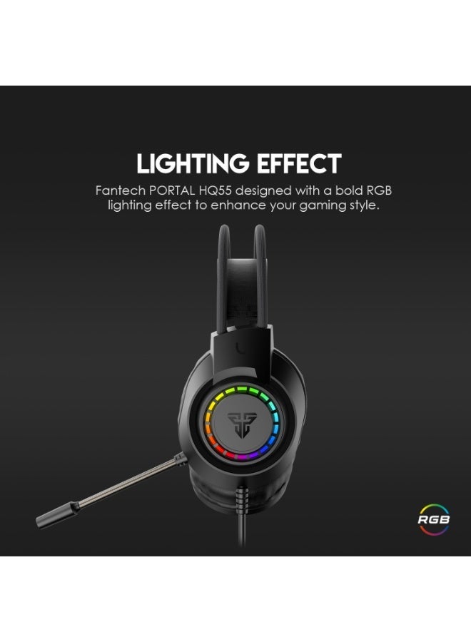 FANTECH PORTAL HQ55 Gaming Headset, Stereo Gaming Headphones with Built-in Microphone, Comfortable Over-Ear Design for PC & Laptop - Image 5