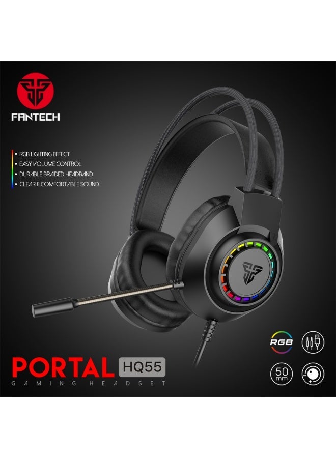 FANTECH PORTAL HQ55 Gaming Headset, Stereo Gaming Headphones with Built-in Microphone, Comfortable Over-Ear Design for PC & Laptop - Image 2