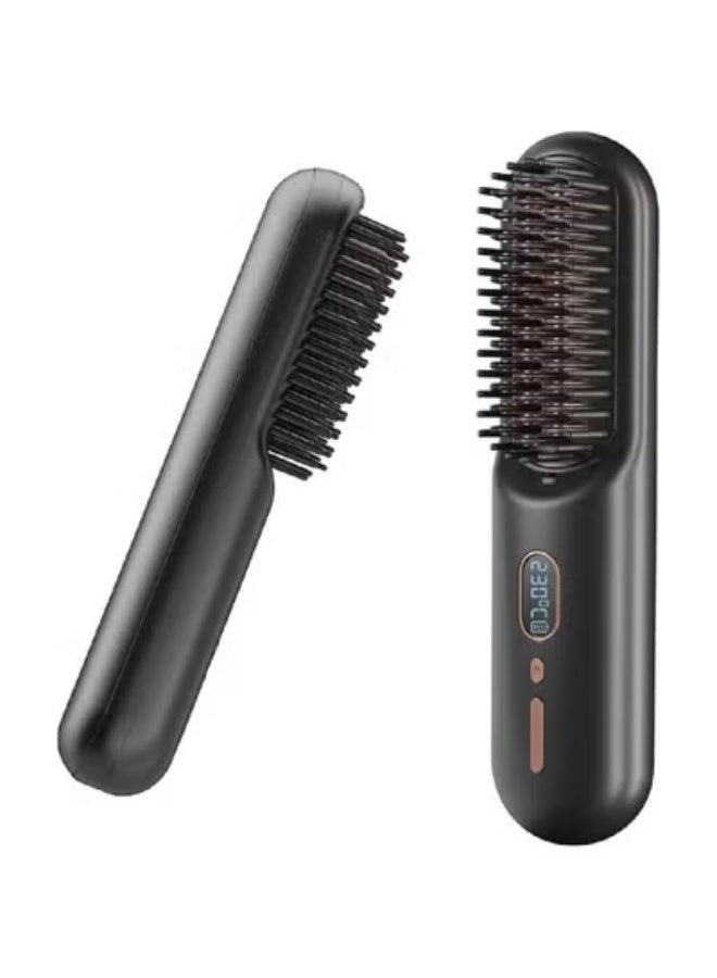إلترازون Portable Cordless Hair Straightener Brush 2-in-1 with Negative Ion Technology, USB Rechargeable Hot Comb for Smooth and Shiny Hair, 60-Minute Long-Lasting Battery, 12 Adjustable Temperature Levels, Fast Heating Anti-Scald Design, Lightweight Travel-Friendly Styling Tool for All Hair Types Including Curly, Wavy, Thick and Fine Hair - Image 1