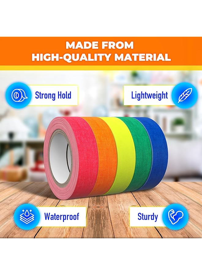 erorex Black Light Tape 16.4Ft 5 Pcs Glow In The Dark Gaffer Tape Fluorescent Duct Tape Tintas Neon Uv Tape - Image 3