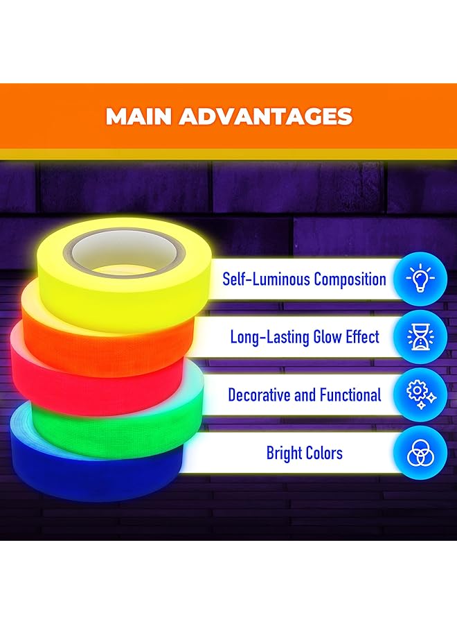 erorex Black Light Tape 16.4Ft 5 Pcs Glow In The Dark Gaffer Tape Fluorescent Duct Tape Tintas Neon Uv Tape - Image 4