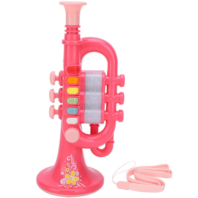 Pink Trumpet Toy: 5-Level Volume Adjustment, Simulated Design, High-Quality Rounded Plastic - Light-Up Electronic Musical Instrument for Baby Early Learning & Kids Developmental Play - Image 2