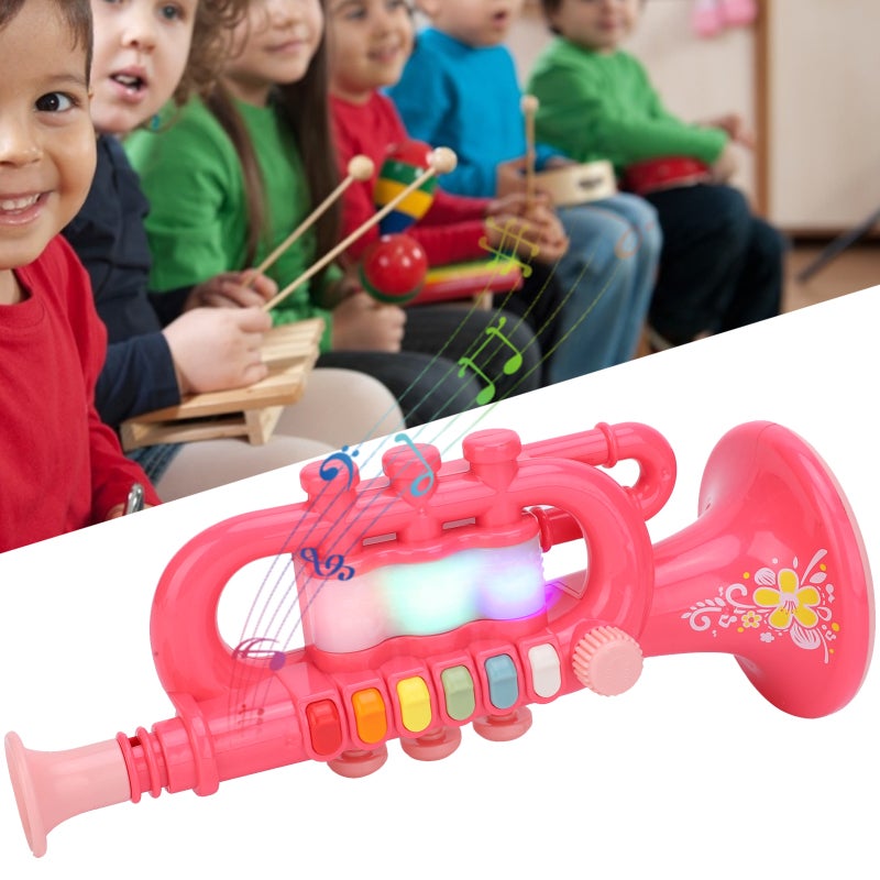 Pink Trumpet Toy: 5-Level Volume Adjustment, Simulated Design, High-Quality Rounded Plastic - Light-Up Electronic Musical Instrument for Baby Early Learning & Kids Developmental Play - Image 5