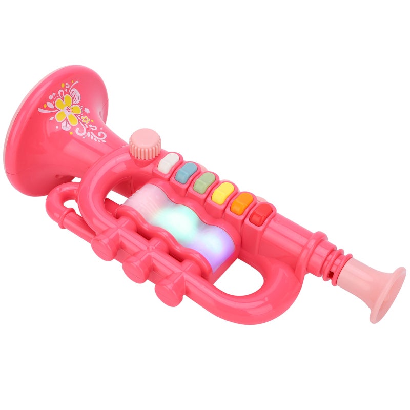Pink Trumpet Toy: 5-Level Volume Adjustment, Simulated Design, High-Quality Rounded Plastic - Light-Up Electronic Musical Instrument for Baby Early Learning & Kids Developmental Play - Image 4