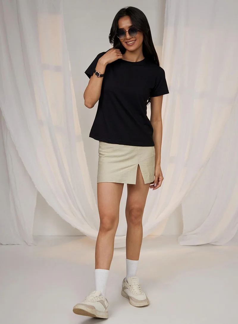 PINACOLADA  Women's Onyx Black Solid Regular Fit Top for Women | Best Price UAE