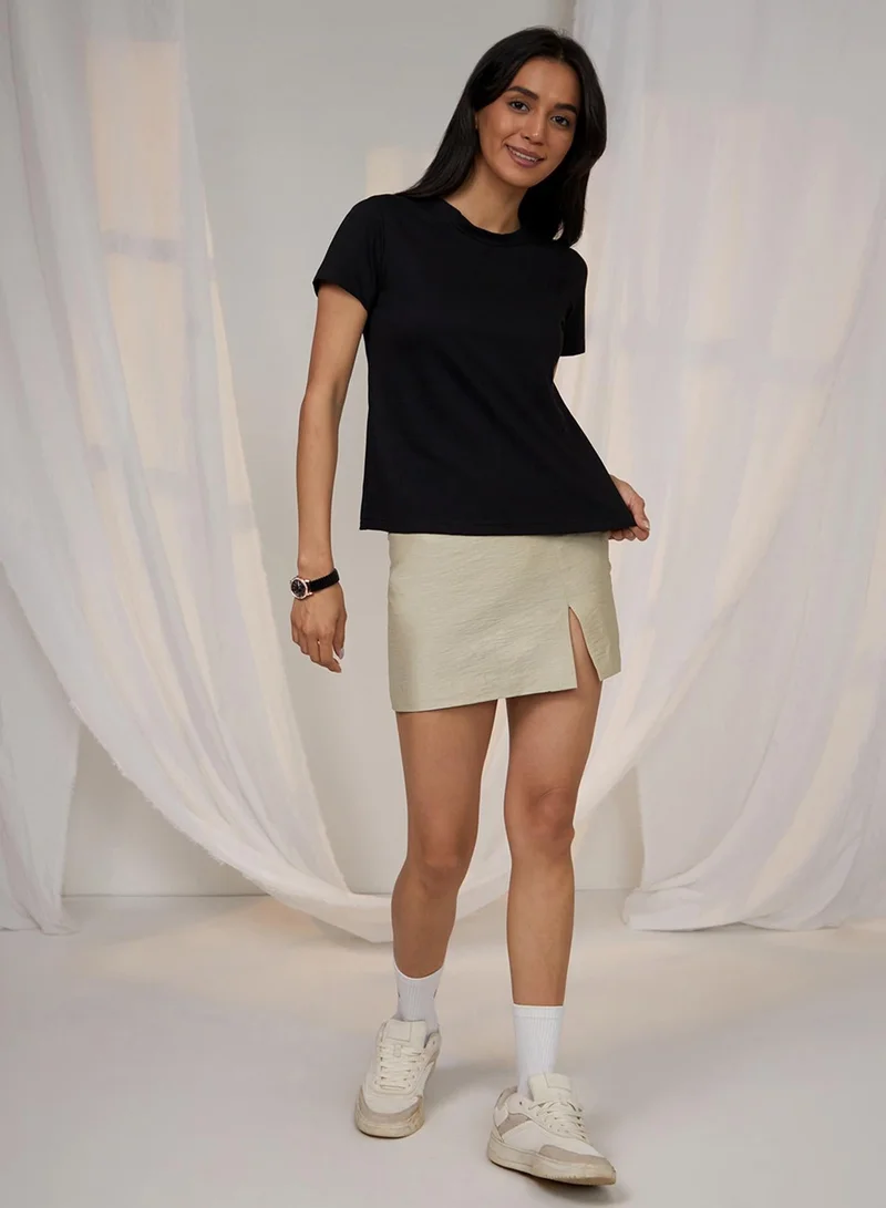 PINACOLADA  Women's Onyx Black Solid Regular Fit Top for Women | Best Price UAE