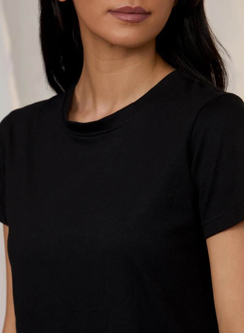 PINACOLADA  Women's Onyx Black Solid Regular Fit Top for Women | Best Price UAE