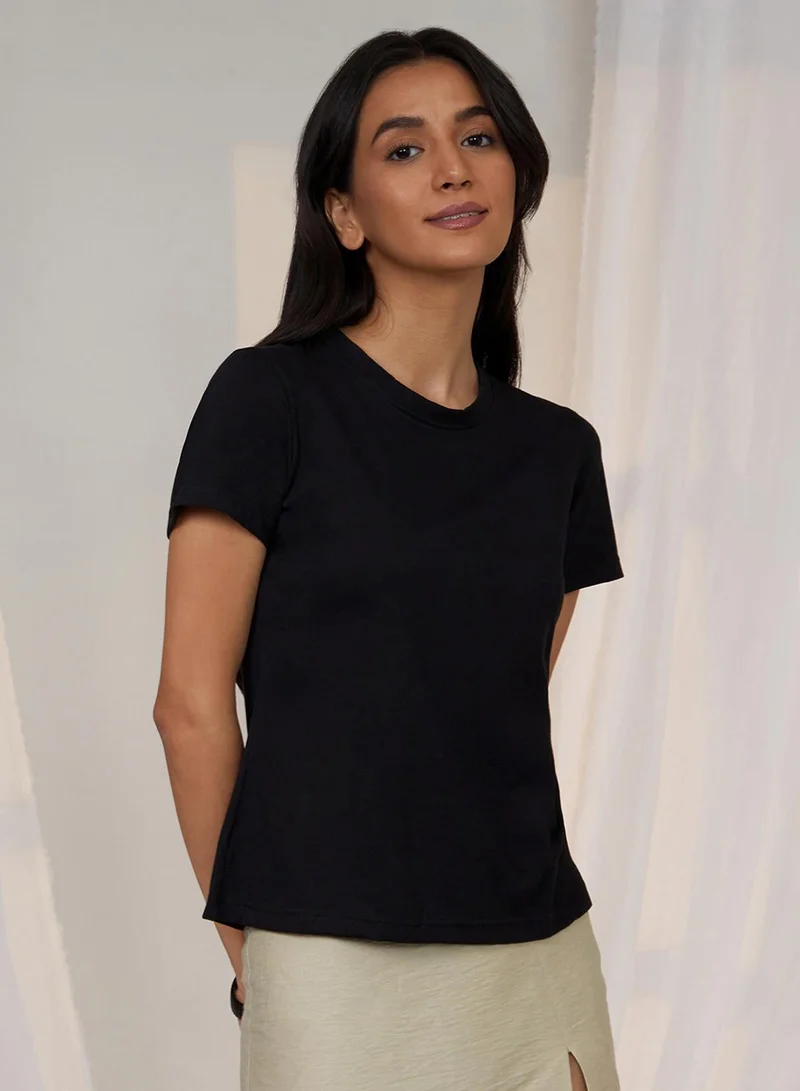 PINACOLADA Women's Onyx Black Solid Regular Fit Top