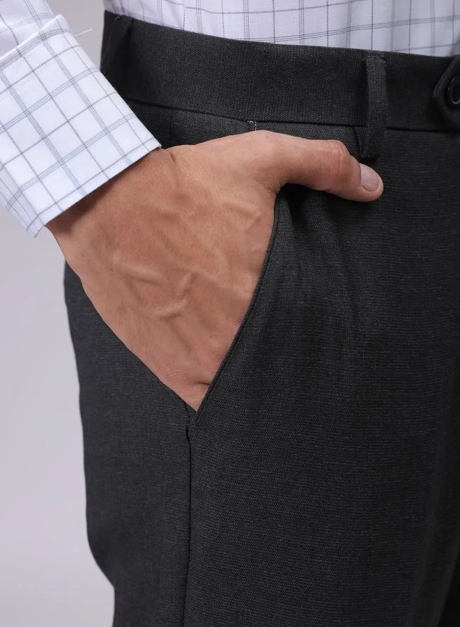 ذا انديان كراج كو Men Slim Fit Solid Mid-Rise Stretchable Knitted Formal Trousers