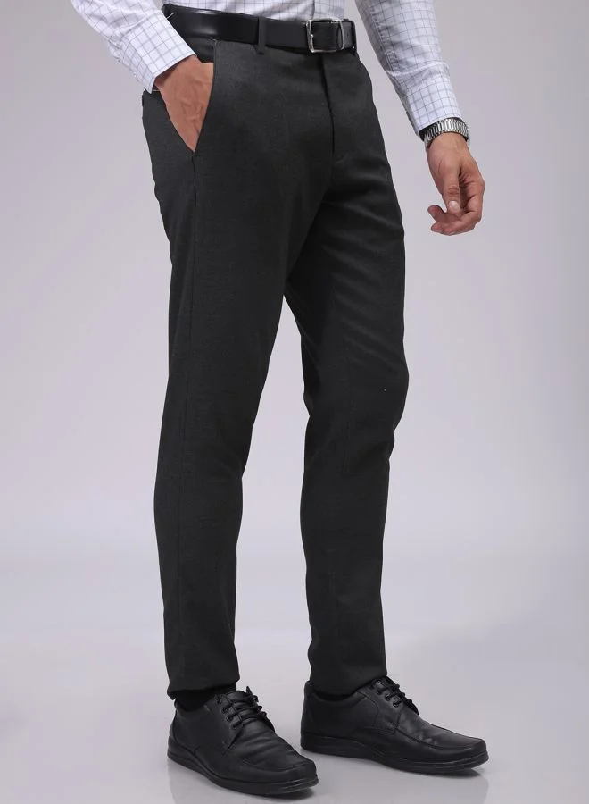 ذا انديان كراج كو Men Slim Fit Solid Mid-Rise Stretchable Knitted Formal Trousers