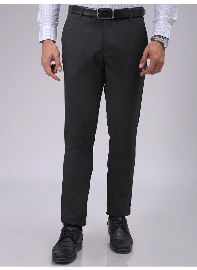 The Indian Garage Co Men Slim Self Design Grey Trouser