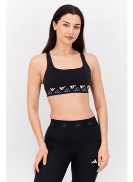 Adidas Women Brand Logo Padded Sports Bra, Black  - Image 1
