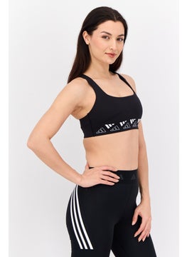 Adidas Women Brand Logo Padded Sports Bra, Black  - Image 2