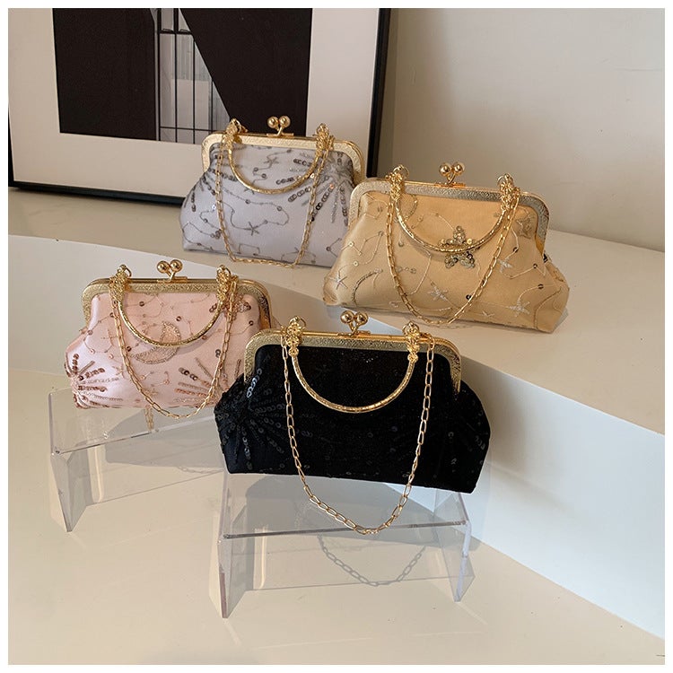 Antique Handbag Women'S Sequin Embroidered Chain Shell Bag Ladies Banquet Elegant Women'S Bag - Image 2