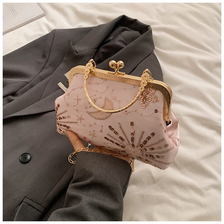Antique Handbag Women'S Sequin Embroidered Chain Shell Bag Ladies Banquet Elegant Women'S Bag - Image 1