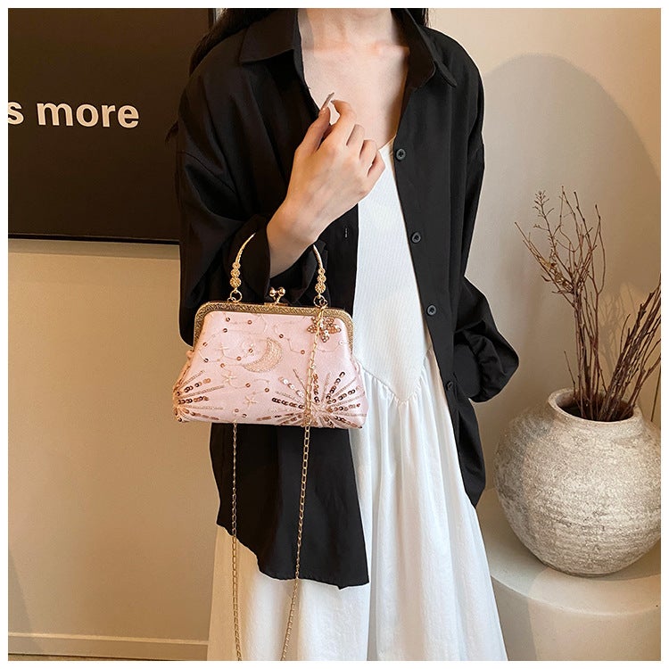 Antique Handbag Women'S Sequin Embroidered Chain Shell Bag Ladies Banquet Elegant Women'S Bag - Image 4