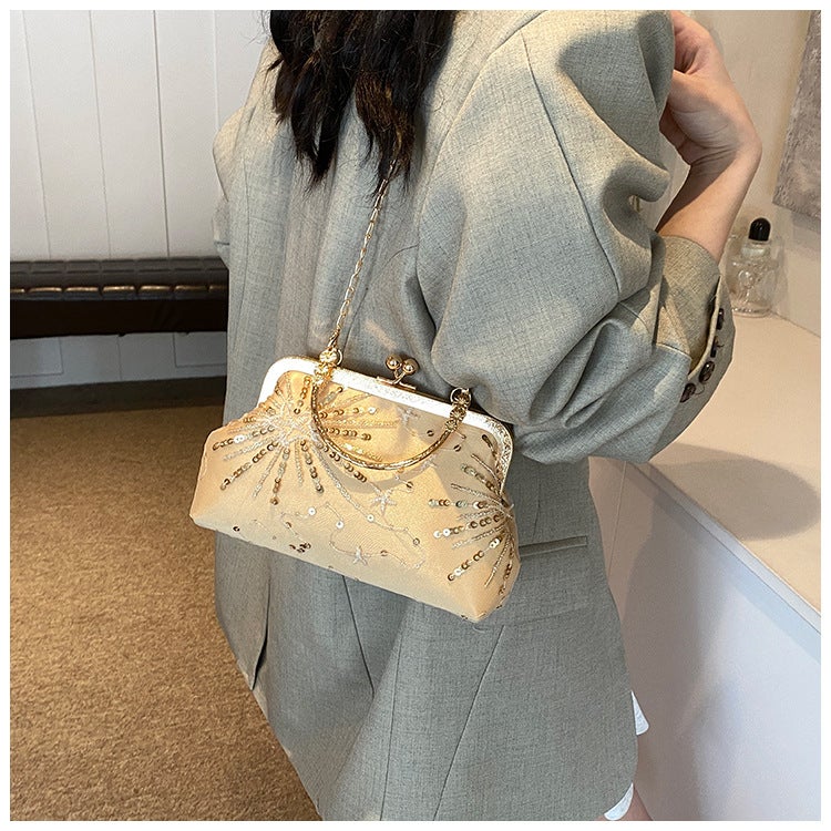 Antique Handbag Women'S Sequin Embroidered Chain Shell Bag Ladies Banquet Elegant Women'S Bag - Image 5