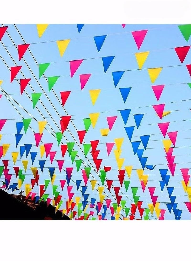 100M Bunting Banner, Multicolor Flag Banners with 150 pcs Triangle Flags, Nylon Fabric Bunting Banners for Birthday, Wedding, Outdoor, Indoor Activity, Party Decoration Home Decorations - Image 5