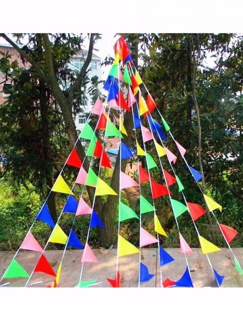 100M Bunting Banner, Multicolor Flag Banners with 150 pcs Triangle Flags, Nylon Fabric Bunting Banners for Birthday, Wedding, Outdoor, Indoor Activity, Party Decoration Home Decorations - Image 3
