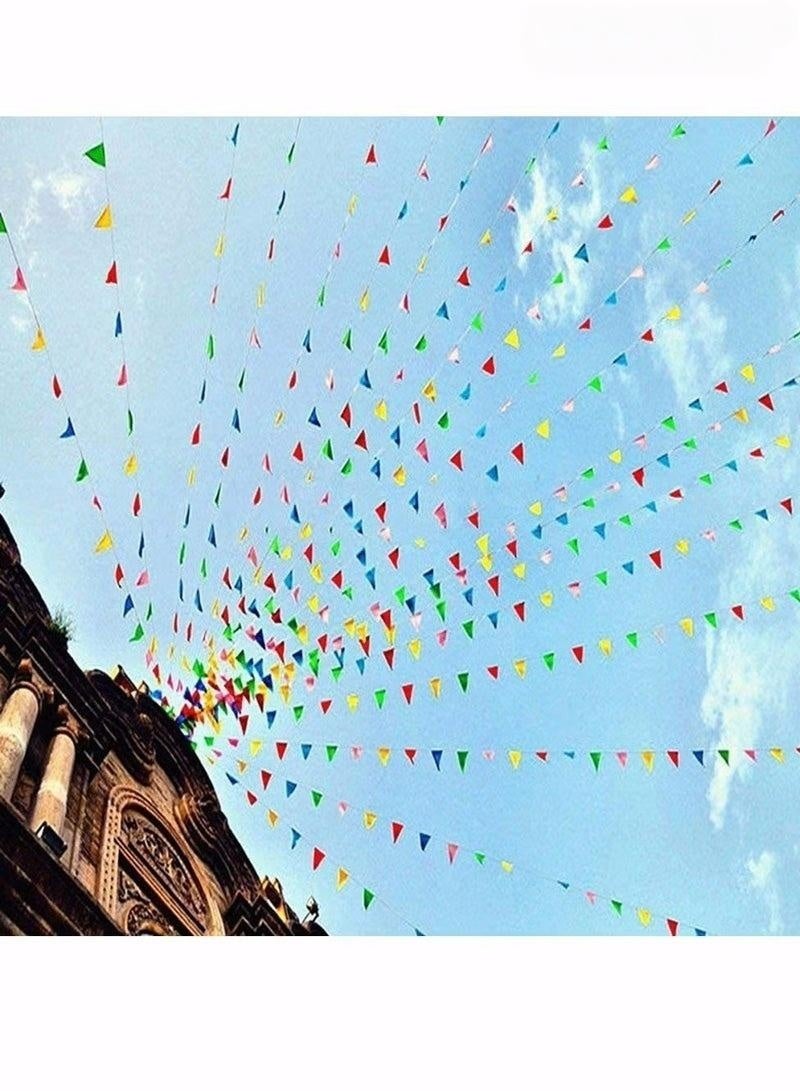 100M Bunting Banner, Multicolor Flag Banners with 150 pcs Triangle Flags, Nylon Fabric Bunting Banners for Birthday, Wedding, Outdoor, Indoor Activity, Party Decoration Home Decorations - Image 2