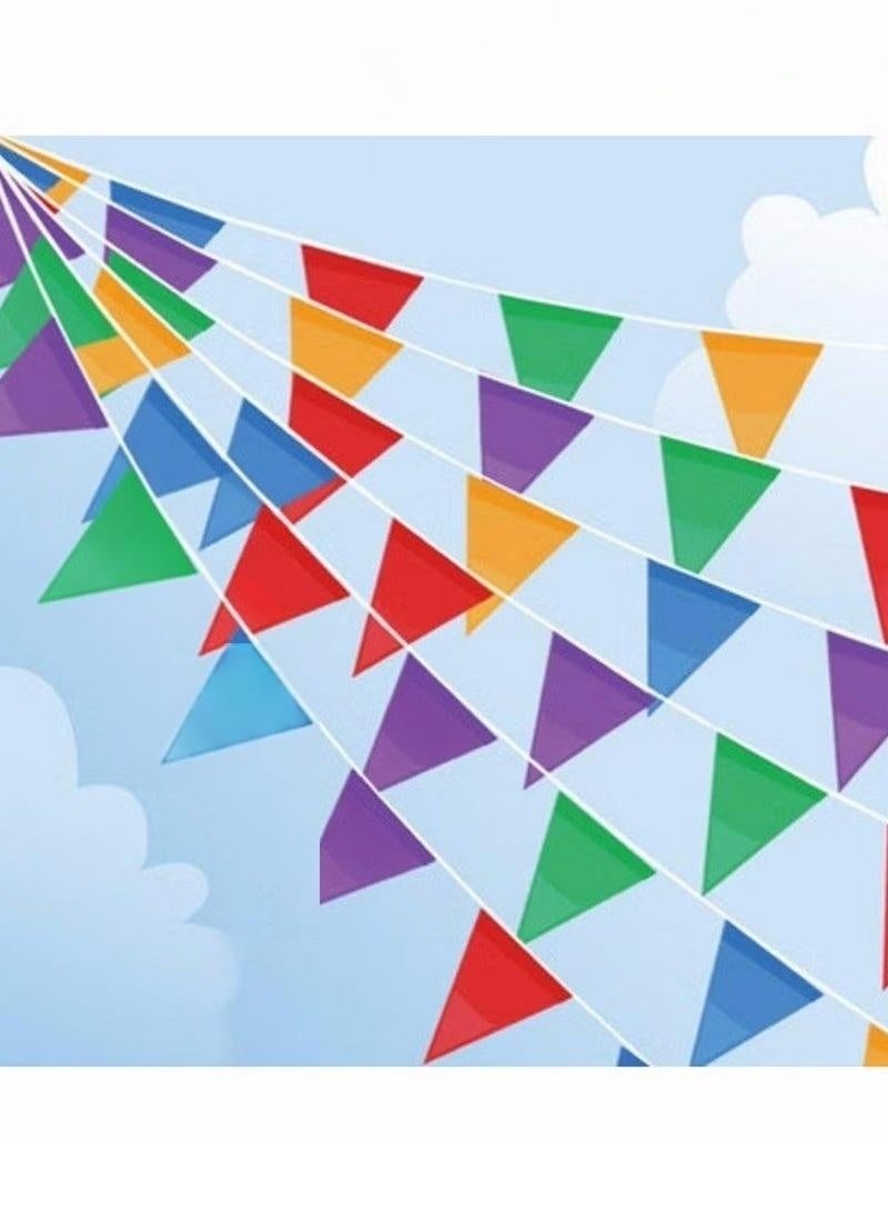 100M Bunting Banner, Multicolor Flag Banners with 150 pcs Triangle Flags, Nylon Fabric Bunting Banners for Birthday, Wedding, Outdoor, Indoor Activity, Party Decoration Home Decorations - Image 1