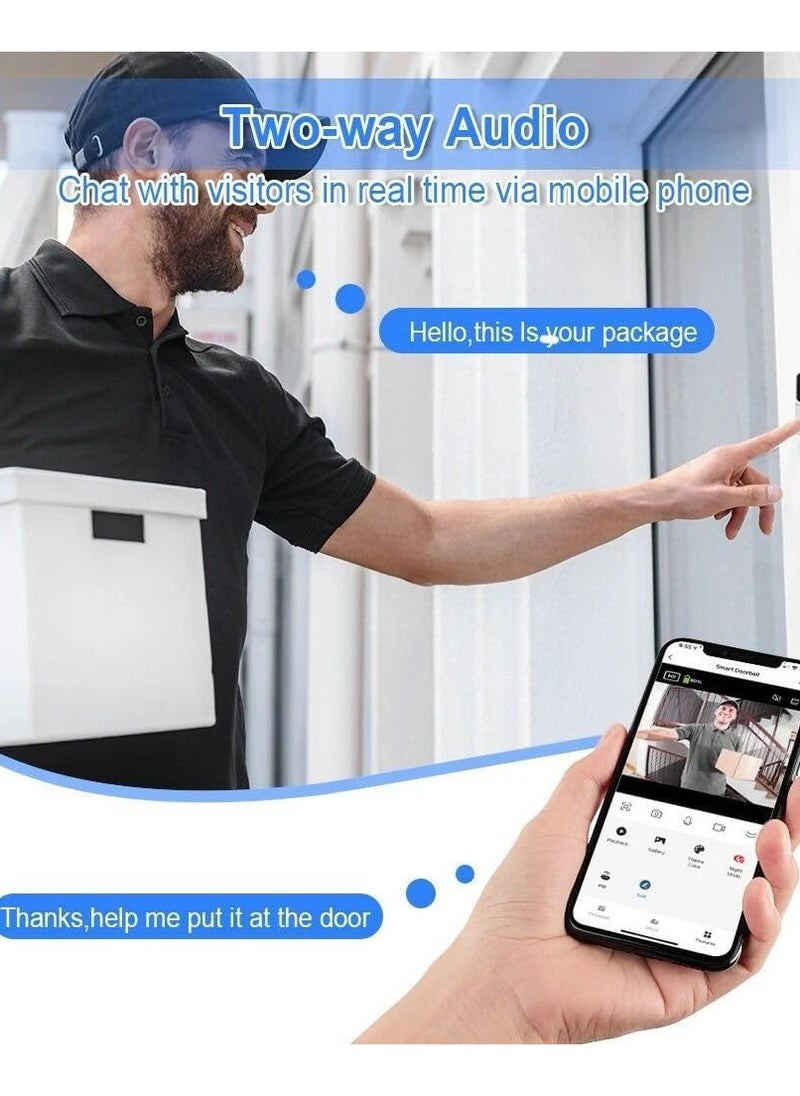 STC - STC Wireless Video Doorbell  Surveillance Camera 1080P 120 Degree With Motion Activated Alert - Two way talk - Rechargeable Battery 5000mAh- Mobile APP For Tracking and Talking - Night mode IR, White - Image 1