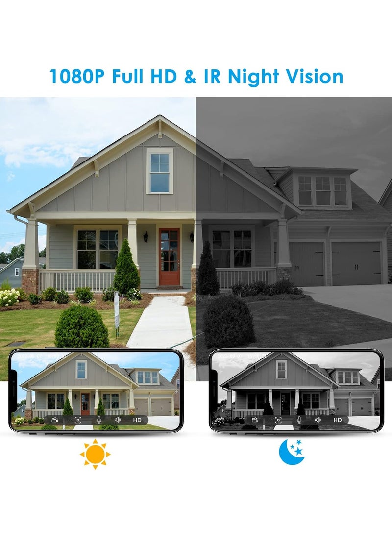 STC - STC Wireless Video Doorbell  Surveillance Camera 1080P 120 Degree With Motion Activated Alert - Two way talk - Rechargeable Battery 5000mAh- Mobile APP For Tracking and Talking - Night mode IR, White - Image 1