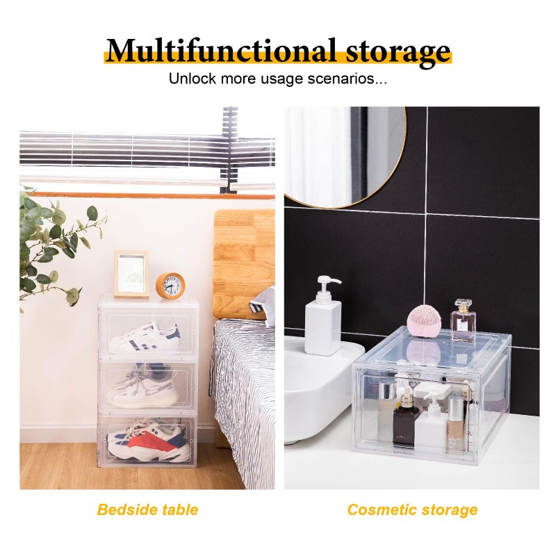 Attelite X-Large Clear Shoe Boxes Stackable Plastic Shoe Organizer ,Thicken & Sturdy Shoe Storage Box with Magnetic Door, Drop Front Shoe Box For Display Sneakers( 9 Pack, Clear White) - Image 3