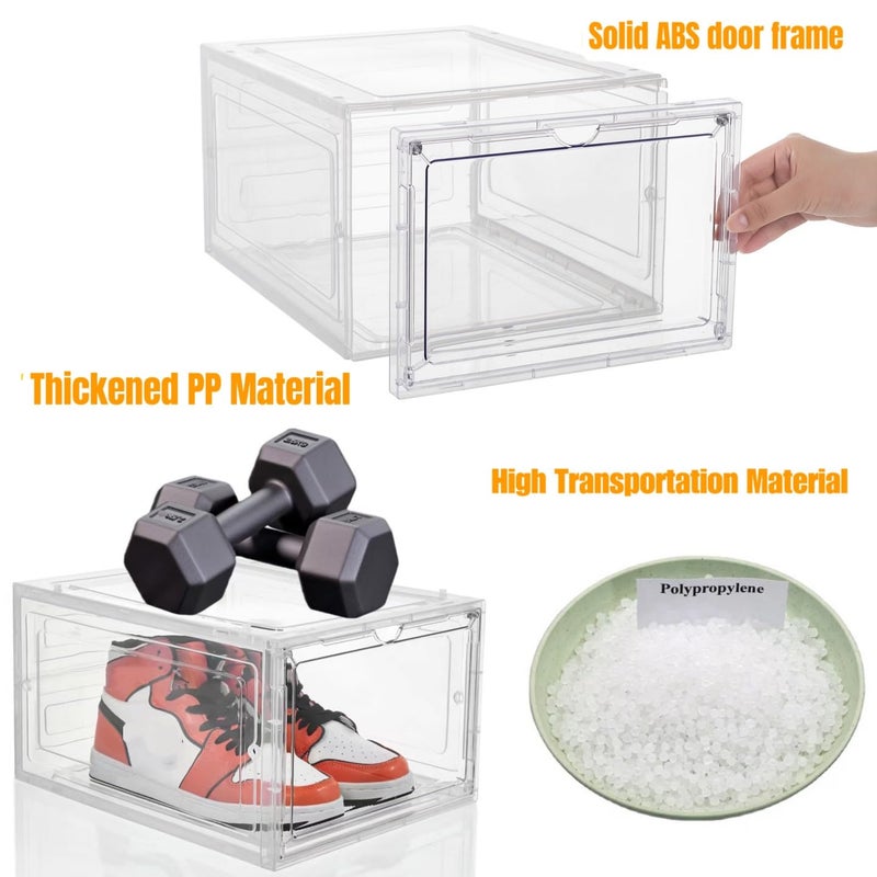 Attelite X-Large Clear Shoe Boxes Stackable Plastic Shoe Organizer ,Thicken & Sturdy Shoe Storage Box with Magnetic Door, Drop Front Shoe Box For Display Sneakers( 9 Pack, Clear White) - Image 5