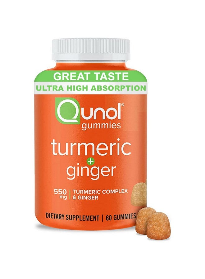 Qunol حلوى قنول بالكركم والزنجبيل، حلوى تحتوي على 500 ملغ كركم + 50 ملغ زنجبيل، مكمل دعم المفاصل، امتصاص فائق للكركم والزنجبيل، نباتي، خالي من الغلوتين، إمداد لمدة شهر 60 حبة حلوى - Image 1