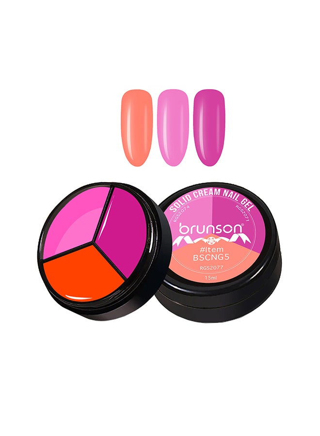 brunson Solid Cream Gel Nail Polish - 3 in 1 Pudding, High Pigmented Mud Nail Art Paint, Suit For Professional Nail Salon, Nail Starter 15 ml, BSCNG5