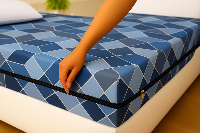 House Fox 6.5x6 Cotton Mattress Cover King Double Bed (78x72x5 inch) with Zipper| Non-Shrink Heavy Fabric | Strong Zip with Metal Lock | Interlocked Stitching | 360 Degree Fully Covered - Image 1