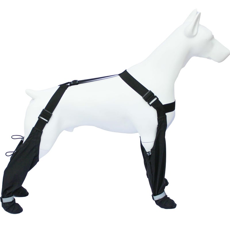 yucca Dog Suspender Booties, Paw Boot Leggings Anti-Slip, Pet Snow Pants with Attached Boots Waterproof, Adjustable Suspender Shoes for Dogs Winter Snow Rain Hiking Paws Protector - Image 1