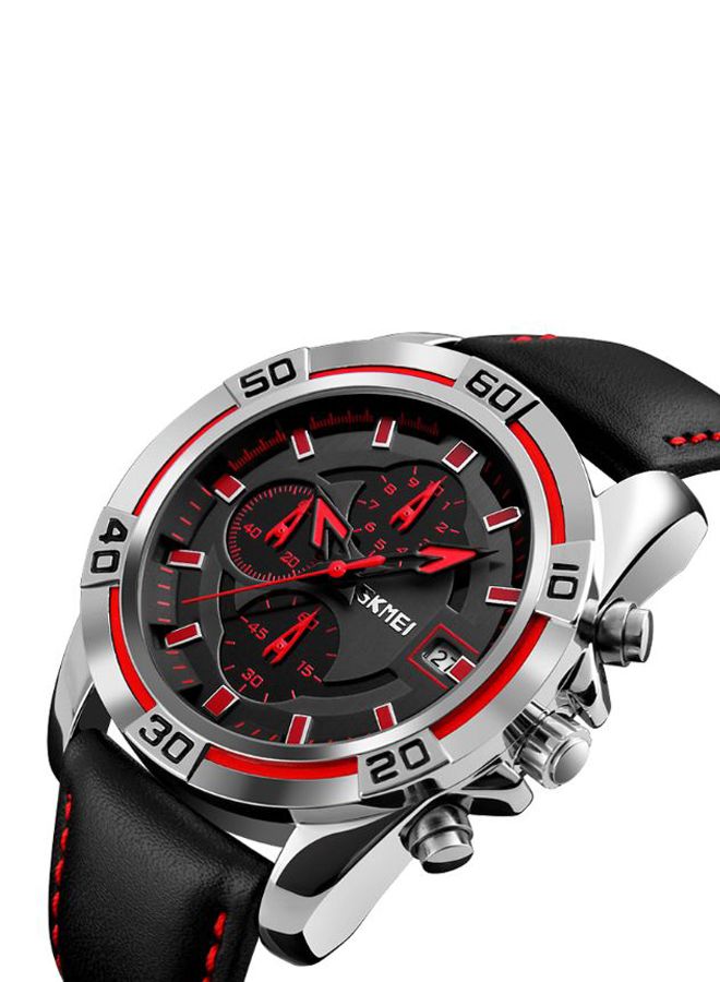 Men's Leather Chronograph Watch 9156 - 47 mm - Black - Image 2
